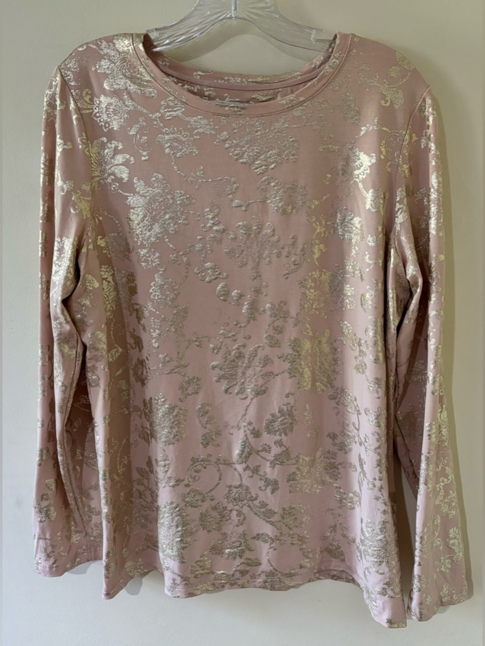 CHICOS touch of cool GOLD & ROSE long sleeve LARGE ( Chicos size 2)